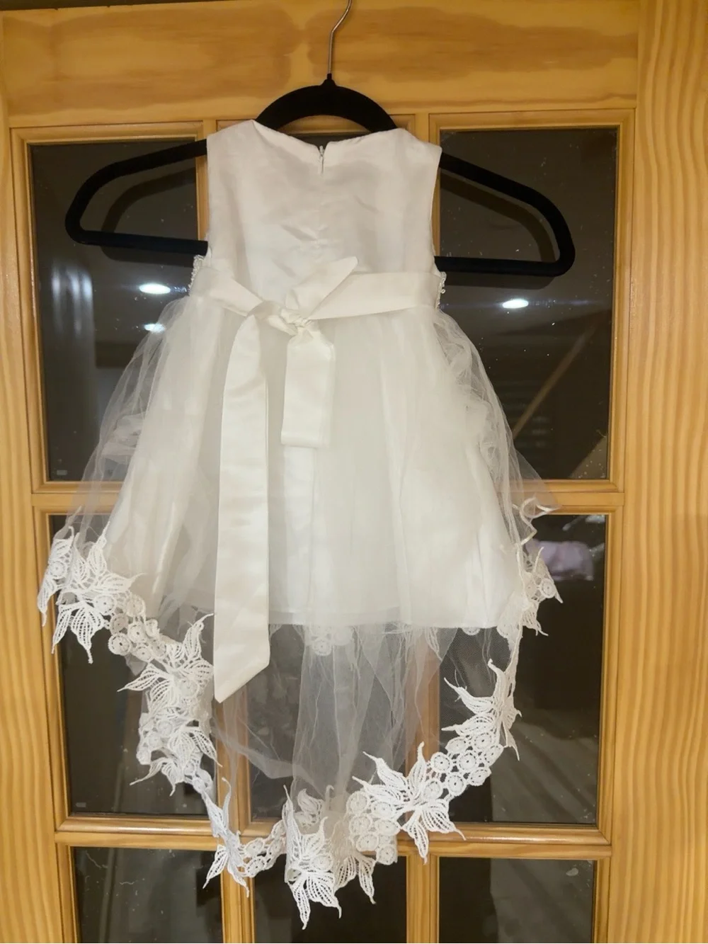 Baby Girl White Lace Tulle Dress with Headband.  64